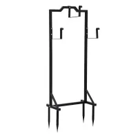 Green Fingers Black Metal Garden Hose Holder, Portable Freestanding Stand with 4 Spikes, Holds 30m, Rust-Resistant Steel