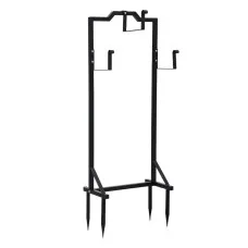Green Fingers Black Metal Garden Hose Holder, Portable Freestanding Stand with 4 Spikes, Holds 30m, Rust-Resistant Steel