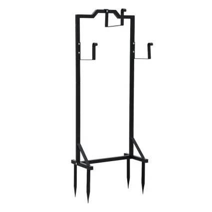Green Fingers Black Metal Garden Hose Holder, Portable Freestanding Stand with 4 Spikes, Holds 30m, Rust-Resistant Steel