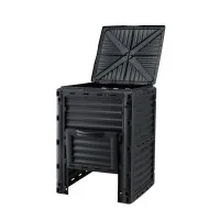 Gardeon 300L Heavy-Duty Tumbling Compost Bin Black Dual-Chamber Fast 6-8 Week Aeration System 300L Compost