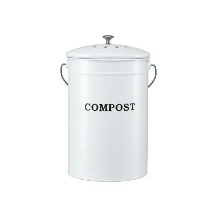 Gardeon 6L Kitchen Compost Bin White Ventilated Lid Countertop Metal Caddy Odour Control Durable Handle