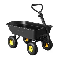 Gardeon Garden Cart Dump Utility Wagon 270kg 110L 2-in-1 Tractor Trolley All-Terrain Black Yellow