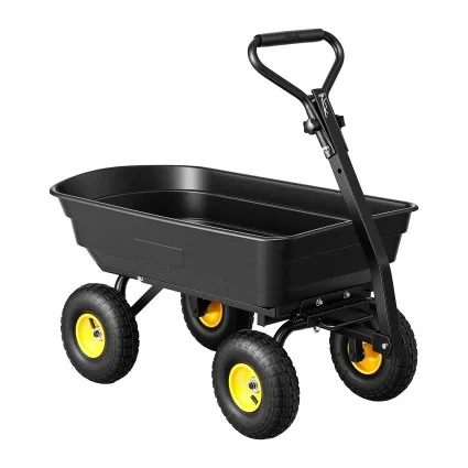 Gardeon Garden Cart Dump Utility Wagon 270kg 110L 2-in-1 Tractor Trolley All-Terrain Black Yellow