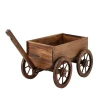 Gardeon Wooden Planter Cart XL Fir Wood Flower Wagon with Four Rolling Wheels 121cm Outdoor Rustic Display