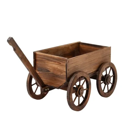 Gardeon Wooden Planter Cart XL Fir Wood Flower Wagon with Four Rolling Wheels 121cm Outdoor Rustic Display
