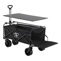 Gardeon Folding Camping Wagon Heavy Duty Utility Cart 150L 150kg Tailgate Table All Terrain Wheels 19cm