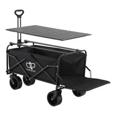 Gardeon Folding Camping Wagon Heavy Duty Utility Cart 150L 150kg Tailgate Table All Terrain Wheels 19cm