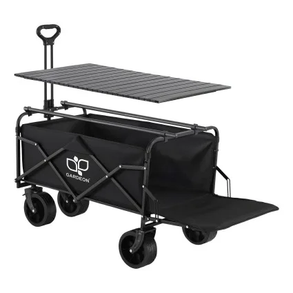 Gardeon Folding Camping Wagon Heavy Duty Utility Cart 150L 150kg Tailgate Table All Terrain Wheels 19cm