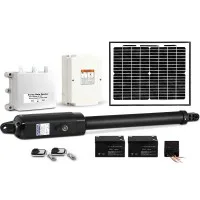 LockMaster Solar Swing Gate Opener 500kg 24V with 10W Solar Panel and 2 Remotes for 5.5m Gates