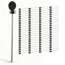 Giantz 100pcs Electric Fence Ring Insulators - High-Strength UV-Resistant Black PP, 25cm for Wire, Polywire, Rope