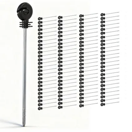 Giantz 100pcs Electric Fence Ring Insulators - High-Strength UV-Resistant Black PP, 25cm for Wire, Polywire, Rope