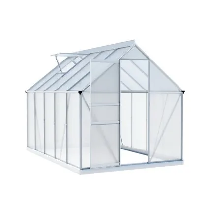 Green Fingers Aluminium Polycarbonate Greenhouse 3.1m x 1.9m x 2.0m with Lockable Door and Gutter System