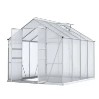 Greenfingers Aluminium Greenhouse 2.42x2.5x2.26M - UV-Resistant Panels, Double Doors, Adjustable Vents, Easy Assembly