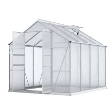 Greenfingers Aluminium Greenhouse 2.42x2.5x2.26M - UV-Resistant Panels, Double Doors, Adjustable Vents, Easy Assembly