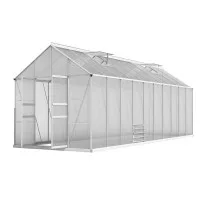 Greenfingers 6x2M Aluminium Greenhouse: Twin-Wall Polycarbonate, Double Doors, UV-Resistant, 39.43m³ Capacity