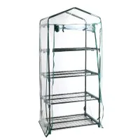 Green Fingers 4-Tier Mini Greenhouse 1.6x0.7x0.5M - All-Weather PVC Cover, Easy Setup, Year-Round Plant Protection