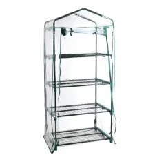 Green Fingers 4-Tier Mini Greenhouse 1.6x0.7x0.5M - All-Weather PVC Cover, Easy Setup, Year-Round Plant Protection