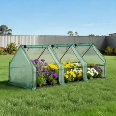 Green Fingers Mini Greenhouse 240x90x90cm - Sturdy Steel Frame & Weather-Resistant PE Cover for Year-Round Plant Growth