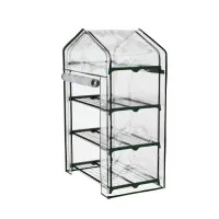 Greenfingers 3-Tier Mini Greenhouse with PVC Cover - 1.28x0.7x0.5M, Waterproof, Roll-Up Door, Ideal for Pat