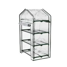 Greenfingers 3-Tier Mini Greenhouse with PVC Cover - 1.28x0.7x0.5M, Waterproof, Roll-Up Door, Ideal for Pat