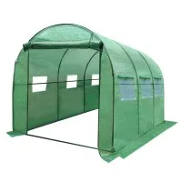 Greenfingers 3x2x2M Walk-In Greenhouse Tunnel: Durable PE Cover, Steel Frame, 6 Ventilation Windows, Easy Setup