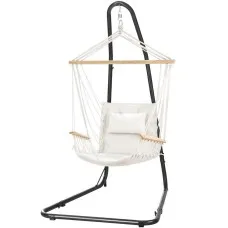 Gardeon Hammock Chair with Adjustable Steel Stand, Weather-Resistant, Indoor/Outdoor, 65% Cotton, 120kg Capacity