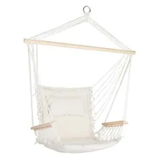 Gardeon Cream Hammock Chair with Armrests – Durable Polyester Cotton, 120kg Capacity, Timber Rail, Indoor/Outdoor Use
