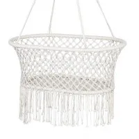 Gardeon Cream Cotton Hammock Chair Swing - Indoor Outdoor Relaxation, 90x56x142cm, Lightweight, No Assembly Needed