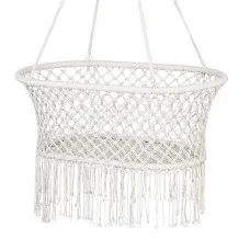 Gardeon Cream Cotton Hammock Chair Swing - Indoor Outdoor Relaxation, 90x56x142cm, Lightweight, No Assembly Needed