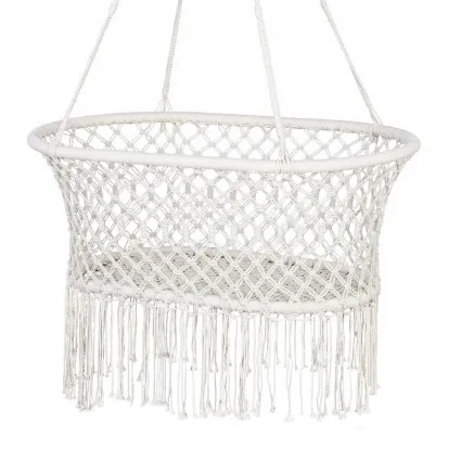 Gardeon Cream Cotton Hammock Chair Swing - Indoor Outdoor Relaxation, 90x56x142cm, Lightweight, No Assembly Needed