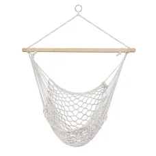 Gardeon Hammock Chair, Cotton & Wood, 99.5 x 114cm, Cream, Outdoor/Indoor Hanging Seat, Camping & Relaxation