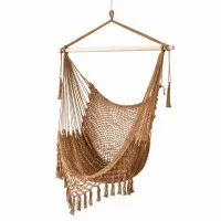 Gardeon Macramé Hammock Chair Hanging Swing with Spreader Bar Tassels Brown 120kg Indoor Outdoor Use