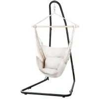 Gardeon Hammock Chair with Adjustable Steel Stand, Polyester Cotton Blend, Indoor/Outdoor, 120kg Capacity, Easy Install