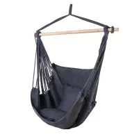 Gardeon Outdoor Hammock Chair with Cushions, Grey - Durable Polyester Cotton, 180kg Capacity, Easy Install, 100x45x145cm