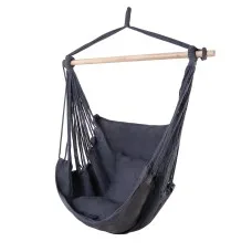 Gardeon Outdoor Hammock Chair with Cushions, Grey - Durable Polyester Cotton, 180kg Capacity, Easy Install, 100x45x145cm