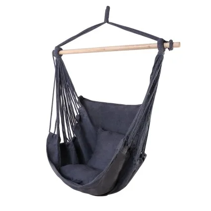 Gardeon Outdoor Hammock Chair with Cushions, Grey - Durable Polyester Cotton, 180kg Capacity, Easy Install, 100x45x145cm