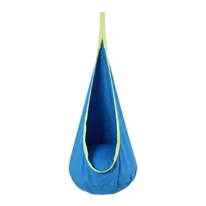 Gardeon Kids Hanging Pod Hammock Chair 70cm x 150cm 100kg Cushion Blue Indoor Outdoor