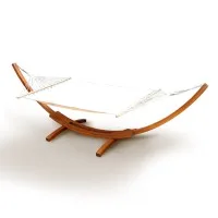Gardeon Outdoor Timber Hammock with Stand – Durable Larch Wood Frame, Soft Polyester-Cotton, 2-Person, 200kg Capacity
