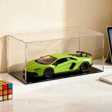 Artiss Clear Acrylic Display Case 35x15x15cm with Dustproof Enclosure & Black Base - Durable Showcase for Collectibles