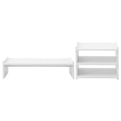 Artiss 2-in-1 Monitor Stand and 3-Tier Desk Organiser PVC Desktop Riser Holds 20kg for Office Gaming