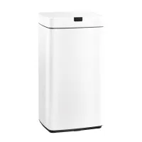 Devanti 45L Motion Sensor Bin in White - Hands-Free, Fingerprint-Resistant Steel with Soft Close & Manual Option