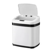 Devanti 15L Motion Sensor Bin Touchless Rubbish Bin Soft-Close Lid White Manual Open Buttons