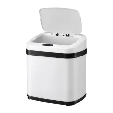 Devanti 15L Motion Sensor Bin Touchless Rubbish Bin Soft-Close Lid White Manual Open Buttons