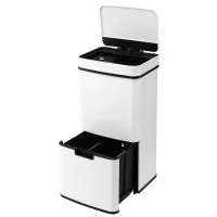 Devanti 72L 4-in-1 Sensor Rubbish Bin with 44L Waste and Twin 12L Recycling Compartments White