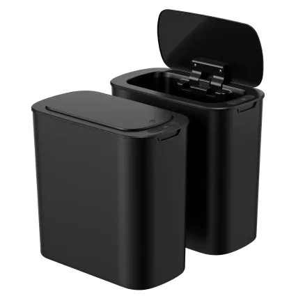 Devanti 2-Pack Automatic 11L Motion Sensor Touchless Kitchen Bin Slim Black with Liner Holder and Soft Close Lid