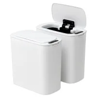 Devanti Automatic Motion Sensor Touchless Bin Twin Pack 11L Slim White Modern Design 2PCS 11 Litre Waste Can