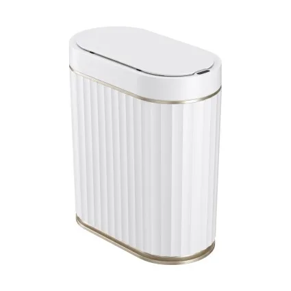 Devanti 7L Slim Motion Sensor Automatic Waste Bin Touchless ABS White for Kitchen Bathroom Office Apartment