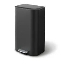 Cefito 40L Pedal Bin Steel Rubbish Can with Soft Close Lid Removable Inner Bucket Black Rectangular Bin