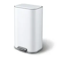 Cefito 40L Steel Kitchen Pedal Bin Rectangular with Soft Close Lid Removable Inner Bucket White 38x27x67cm