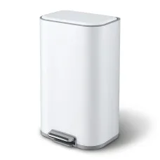 Cefito 40L Steel Kitchen Pedal Bin Rectangular with Soft Close Lid Removable Inner Bucket White 38x27x67cm